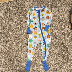 Little Sleepies Animal Print One Piece Sleeper Zippy Pajamas - Blue